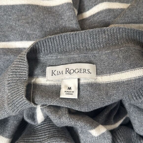 NWOT Kim Rogers Gray & White Knit Sweater, Medium - Picture 5 of 5